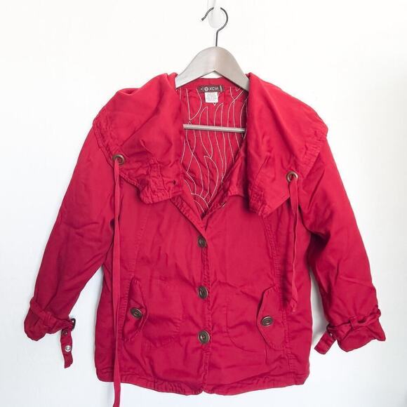 XCVI Wearables Corduroy Button Down Jacket Embroidered Jacket Small Red - Picture 1 of 7